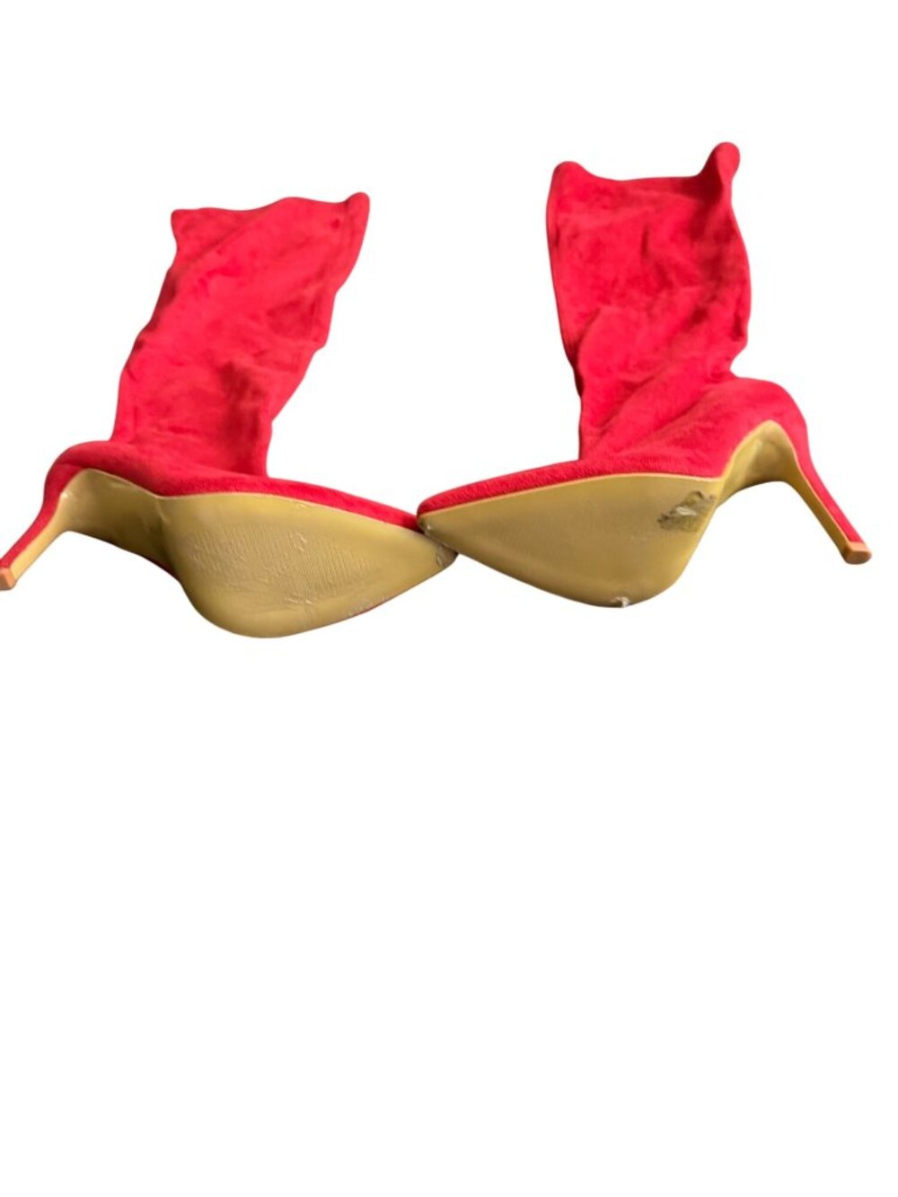 Red Over the Knee Stiletto Heeled Boots With Side Zippers Size 40 - Picture 3 of 5